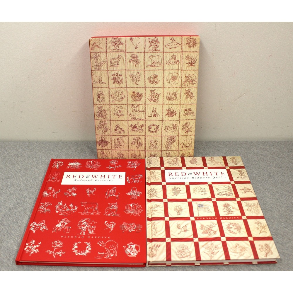Rizzoli Red & White American Redwork Quilts Patterns Book Set Deborah Harding